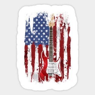 American Flag Guitar Player USA Guitarist Gift Sticker